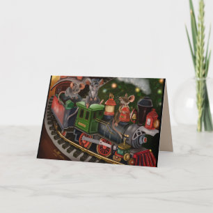 Cartes Pour Fêtes Annuelles Train de vacances Merry Mouse