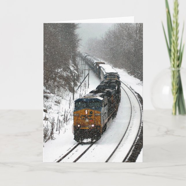 Cartes Pour Fêtes Annuelles Train d'hiver (Devant)
