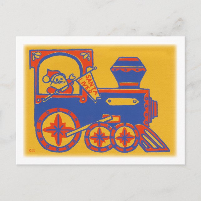 Cartes Pour Fêtes Annuelles Train père Noël (Devant)