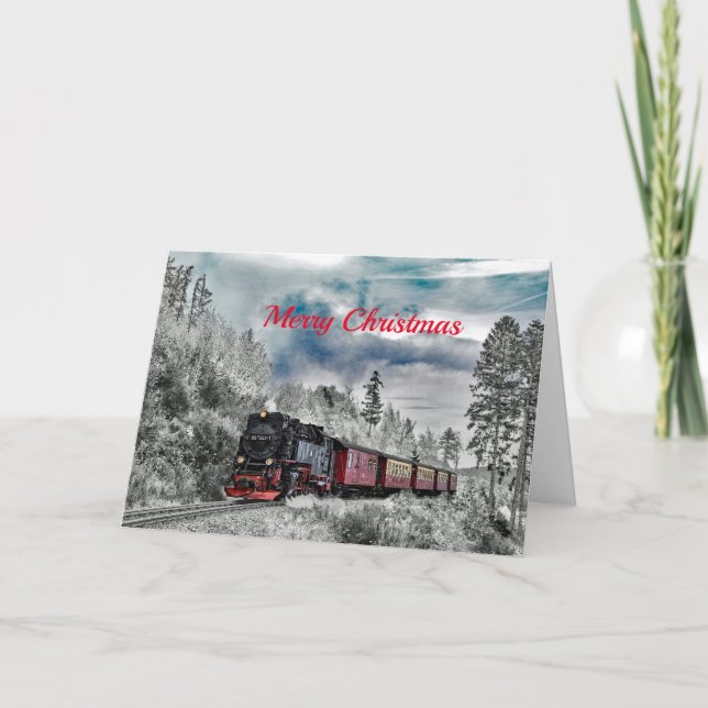 Cartes Pour Fêtes Annuelles Train Snow Photo (Devant)