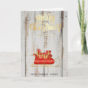 Cartes Pour Fêtes Annuelles Traîneau en bois Joyeux Noël