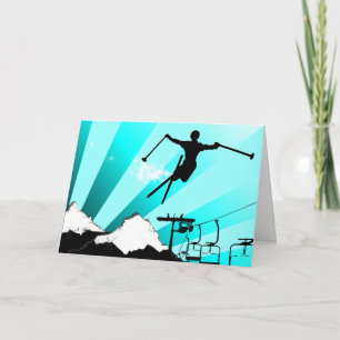 Cartes Pour Fêtes Annuelles traînée de poudre de ski
