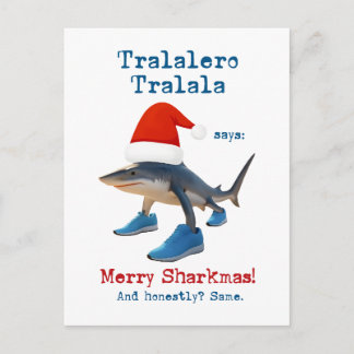 Cartes Pour Fêtes Annuelles Tralalero Tralala Shark in Santa Hat