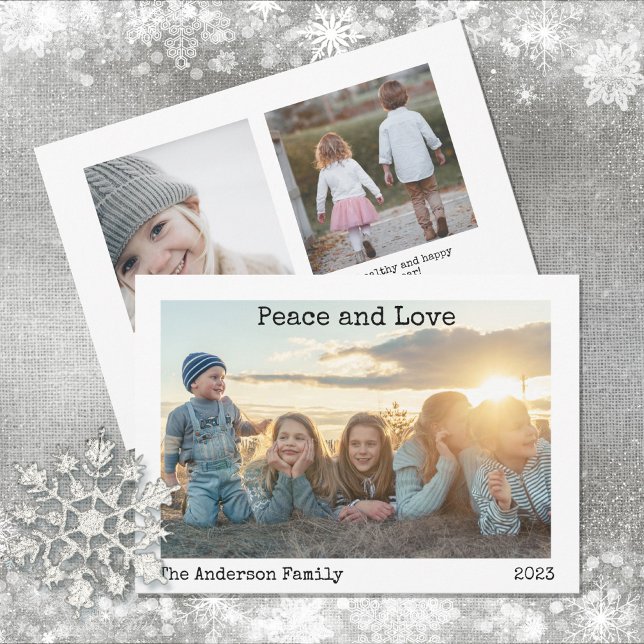 Cartes Pour Fêtes Annuelles Tranquillité minimaliste et amour 3 vacances photo (Wishing you a holiday season of "Peace and Love" this year!)