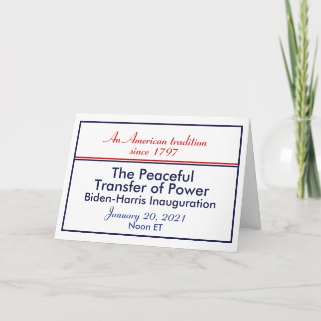 Cartes Pour Fêtes Annuelles Transfert pacifique du pouvoir Inauguration Nouvel (Devant)