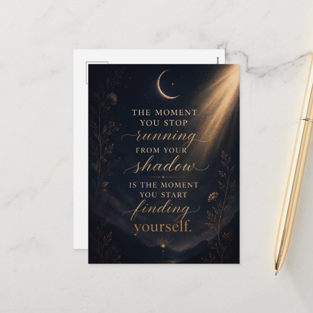 Cartes Pour Fêtes Annuelles Travail sur l'ombre de soi Art Lune Or (Devant/Arrière en situation)