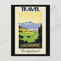 Travel Lausanne, Suisse poster vintage,
