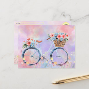 Cartes Pour Fêtes Annuelles Traversée - Vélo à fleurs Pastel