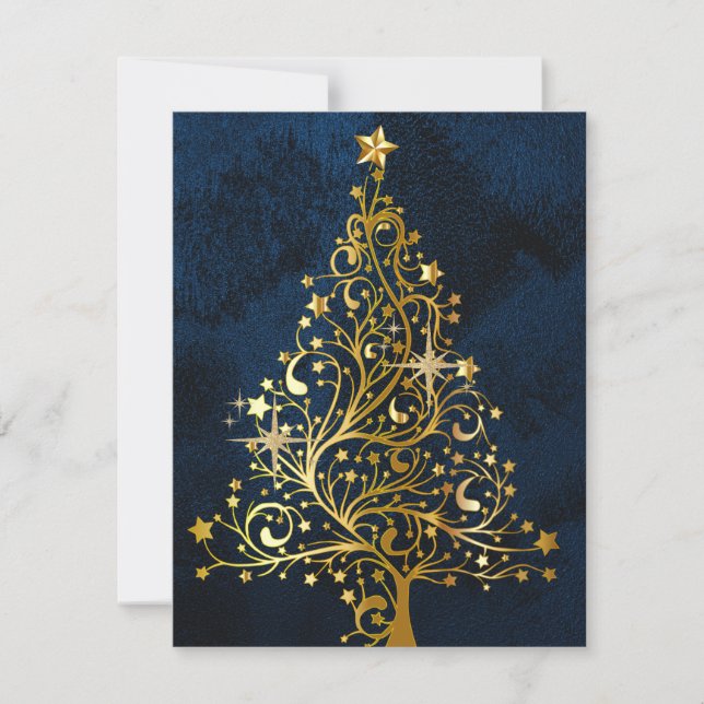 Cartes Pour Fêtes Annuelles Tree de Golden Christmas (Devant)