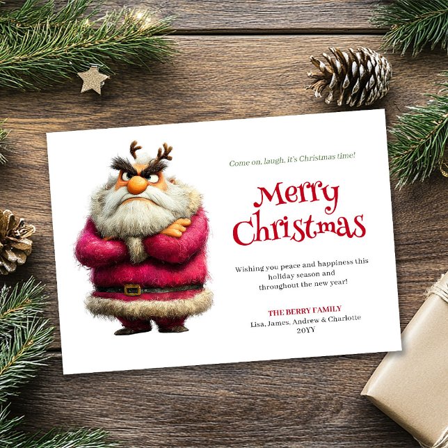 Cartes Pour Fêtes Annuelles Trending grumpy Santa editable festive greeting (Trending grumpy Santa editable festive greeting)