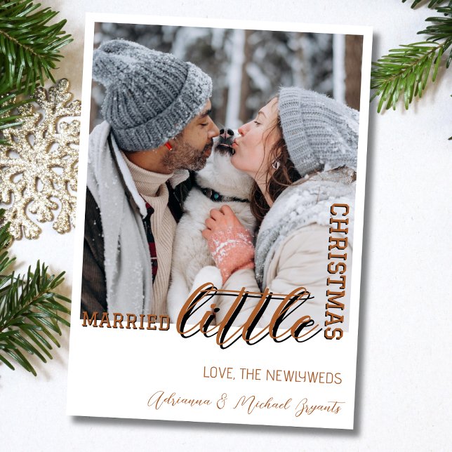 Cartes Pour Fêtes Annuelles Trendy Brown Calligraphy Married Little Christmas (Créateur téléchargé)