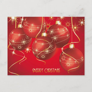 Cartes Pour Fêtes Annuelles Trendy Red, Golden Christmas Ornaments Snowflakes