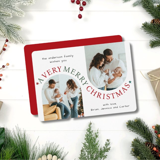 Cartes Pour Fêtes Annuelles Très Joyeux Noël Arc Moderne Photo (Créateur téléchargé)