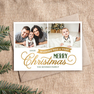 Cartes Pour Fêtes Annuelles Très Joyeux Noël Gold 2 Photo