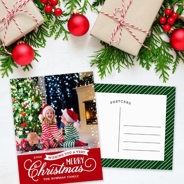 Cartes Pour Fêtes Annuelles Très Joyeux script de Noël photo (Créateur téléchargé)