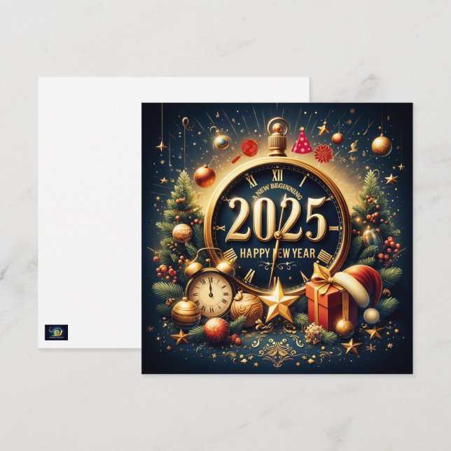 Cartes Pour Fêtes Annuelles Trésors intemporels : Accueillir 2025 dans Golden  (Devant / Derrière)
