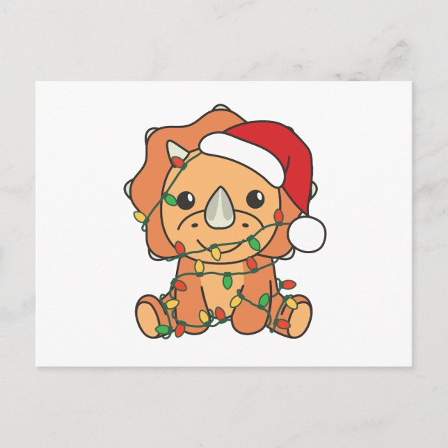Cartes Pour Fêtes Annuelles Tricératops Noël Animaux d'hiver Dinos de vacances (Devant)