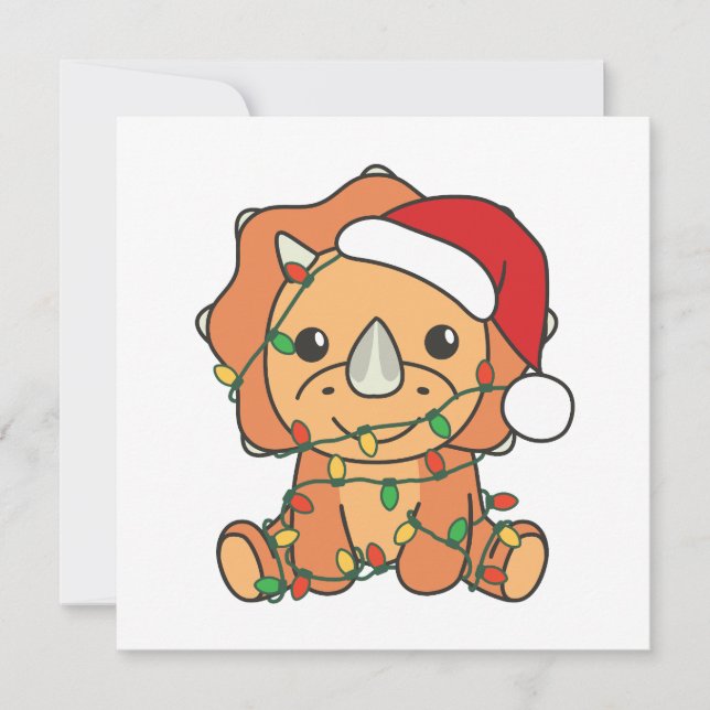 Cartes Pour Fêtes Annuelles Tricératops Noël Animaux d'hiver Dinos de vacances (Devant)