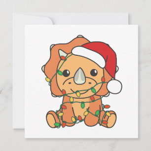 Cartes Pour Fêtes Annuelles Tricératops Noël Animaux d'hiver Dinos de vacances