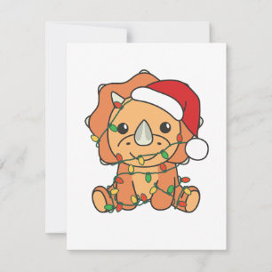 Cartes Pour Fêtes Annuelles Tricératops Noël Animaux d'hiver Dinos de vacances