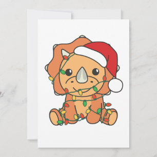 Cartes Pour Fêtes Annuelles Tricératops Noël Animaux d'hiver Dinos de vacances
