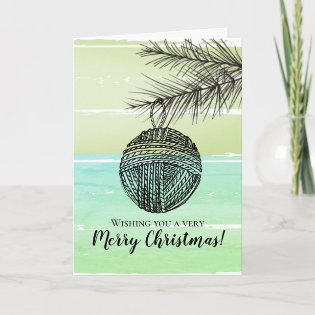 Cartes Pour Fêtes Annuelles Tricot crochet fil photo personnalisée Noël (Devant)