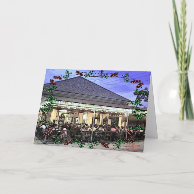 Cartes Pour Fêtes Annuelles Trimestre français café Stand Noël (Devant)