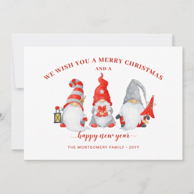 Cartes Pour Fêtes Annuelles Trio Gnome Cute (Devant)
