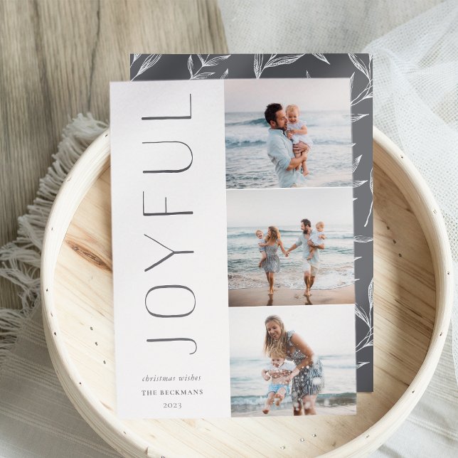 Cartes Pour Fêtes Annuelles Trio joyeux | Modern 3 Photo Collage (Créateur téléchargé)