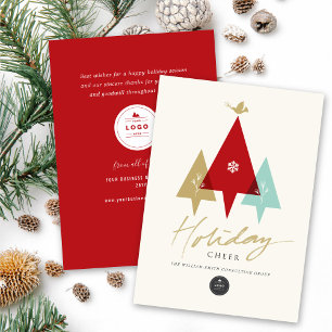 Cartes Pour Fêtes Annuelles Trio Trees Dove Et Vacances Chevaucher Moderne