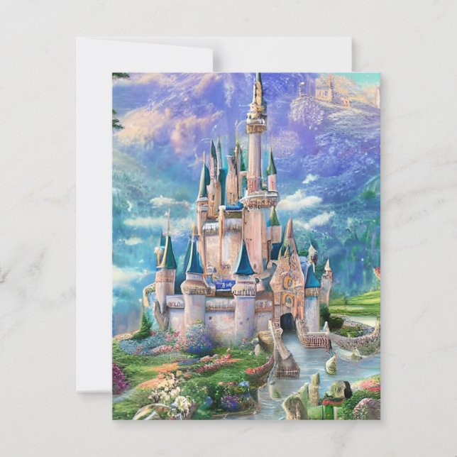 Cartes Pour Fêtes Annuelles Triptyque de Château Whimsale Ultra Détaillé (Devant)