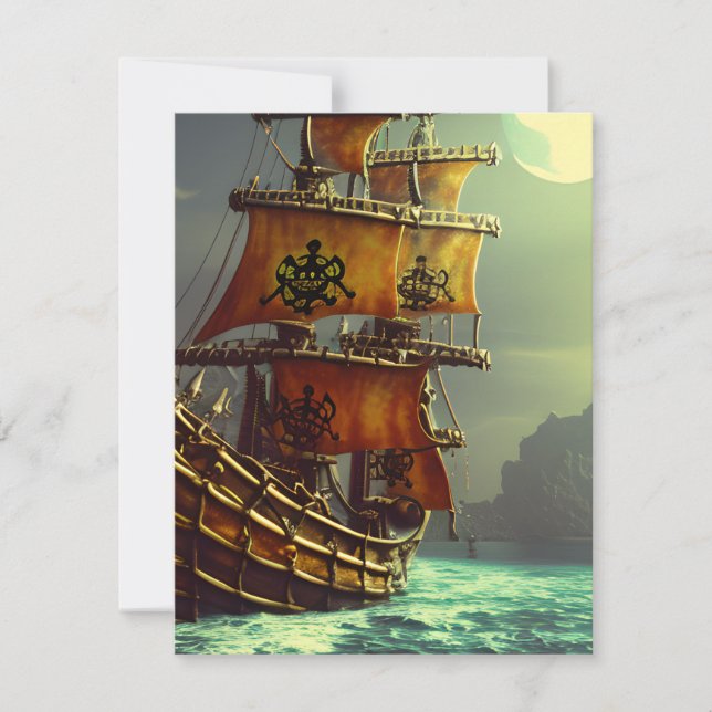 Cartes Pour Fêtes Annuelles Triptyque Whimsical Pirate Ship (Devant)