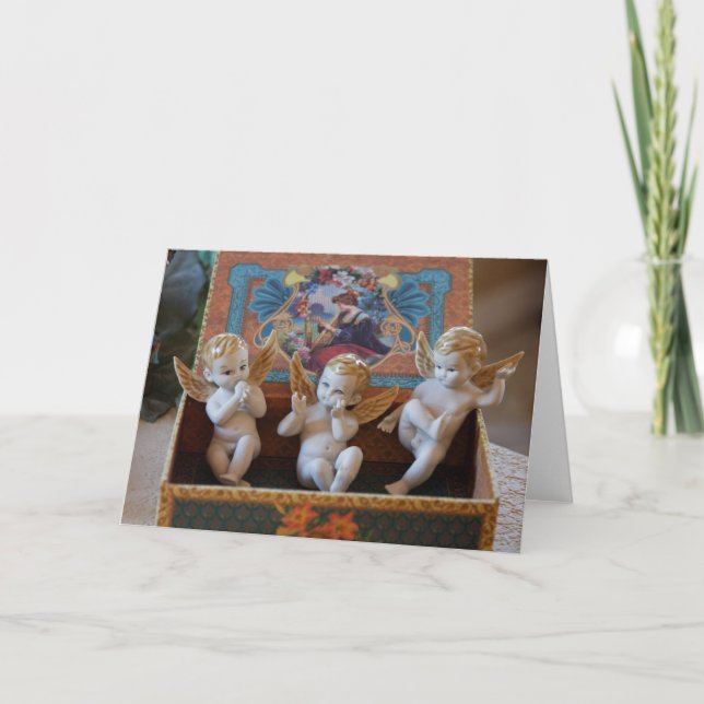 Cartes Pour Fêtes Annuelles Trois anges dans une boîte (Devant)