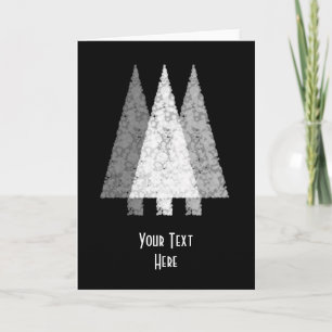 Cartes Pour Fêtes Annuelles Trois arbres Festifs. Blanc sur Noir.