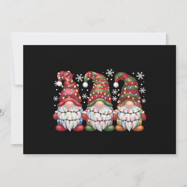 Cartes Pour Fêtes Annuelles Trois Buffles Gnomes Plaid Red Christmas (Devant)