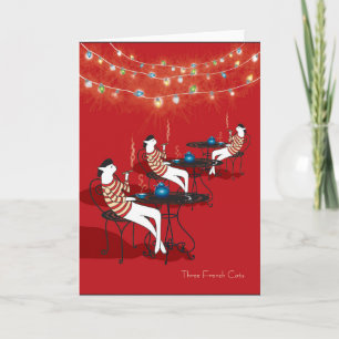 Cartes Pour Fêtes Annuelles Trois chats français… Vacances