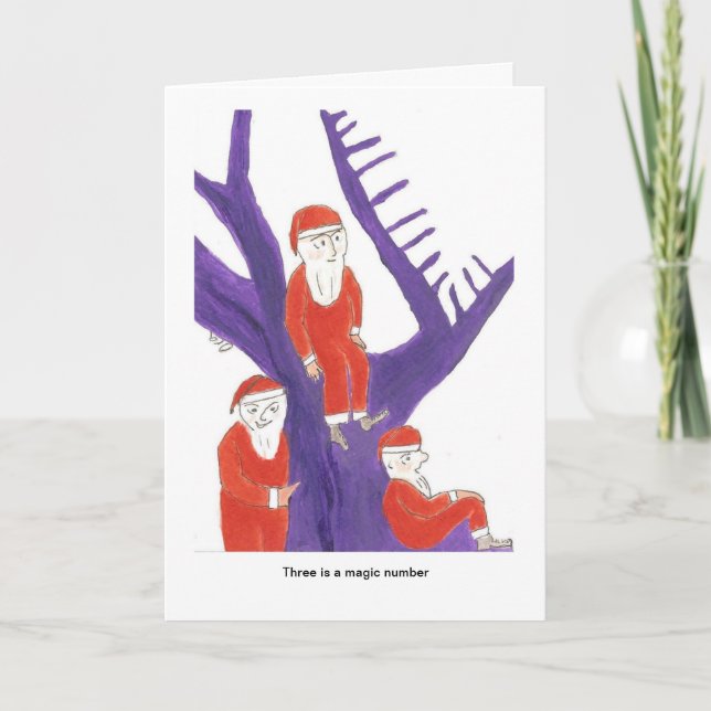 Cartes Pour Fêtes Annuelles Trois est un nombre magique pour Père Noël (Devant)