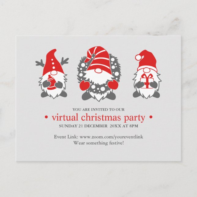 Cartes Pour Fêtes Annuelles Trois Gnomes amusants | Gray Virtual Christmas Par (Devant)