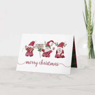 Cartes Pour Fêtes Annuelles Trois Gnomes Renne Noël Photo de Famille