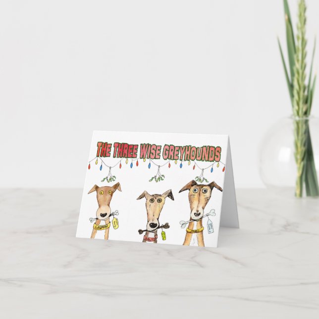 Cartes Pour Fêtes Annuelles Trois Greyhounds sages (a511) (Devant)