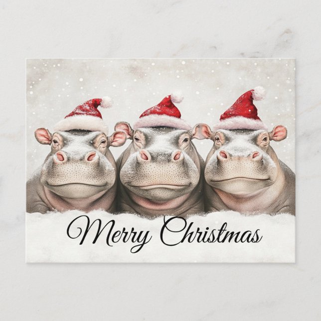Cartes Pour Fêtes Annuelles Trois hippopotames adorables (Devant)