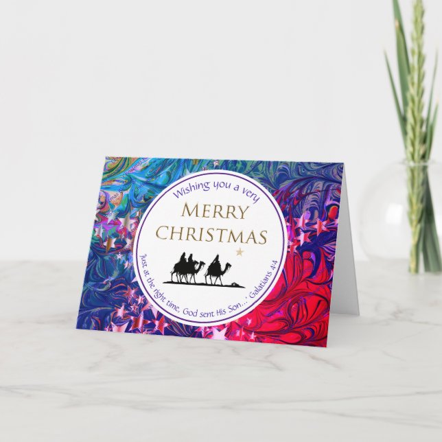 Cartes Pour Fêtes Annuelles Trois hommes sages | ÉTOILES DE NOËL | Écriture (Devant)