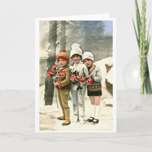 Cartes Pour Fêtes Annuelles Trois jeunes enfants français (Devant)