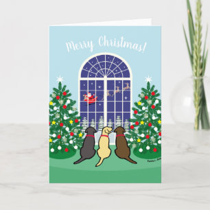 Cartes Pour Fêtes Annuelles Trois Labradors et Noël du Père Noël