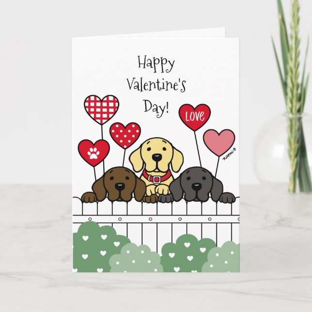 Cartes Pour Fêtes Annuelles Trois Labradors regardent Valentine Holiday Card (Devant)