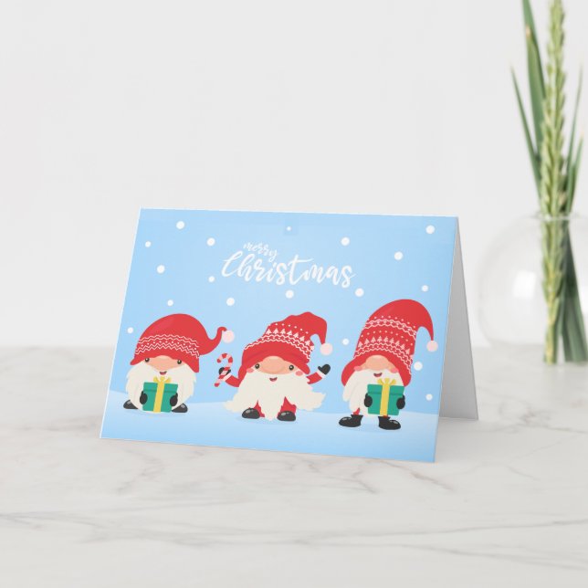 Cartes Pour Fêtes Annuelles Trois mignons Gnomes (Devant)