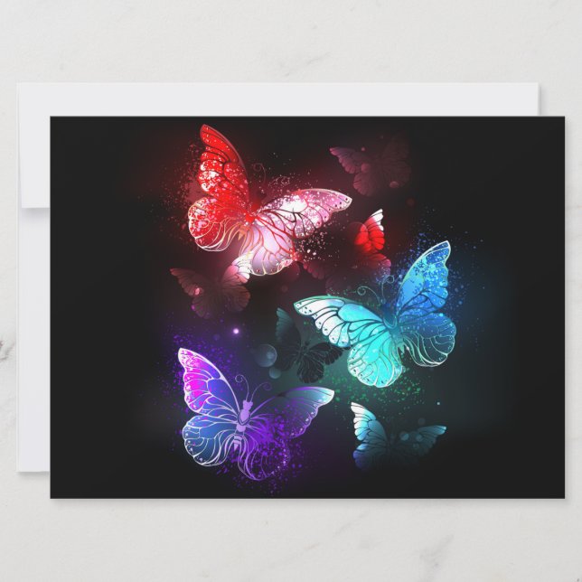 Cartes Pour Fêtes Annuelles Trois papillons brillants sur l'arrière - plan de  (Devant)