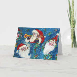 CARTES POUR FÊTES ANNUELLES TROIS PÈRE NOËL / NUIT DE NOËL MUSICALE