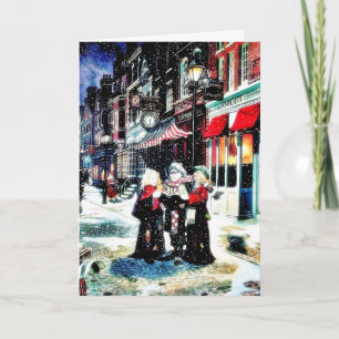 Cartes Pour Fêtes Annuelles Trois personnes se tenant sur un christm de chant