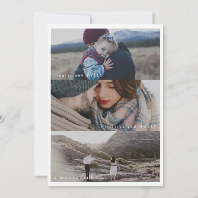 Cartes Pour Fêtes Annuelles Trois photos de Joyeuses fêtes (Devant)